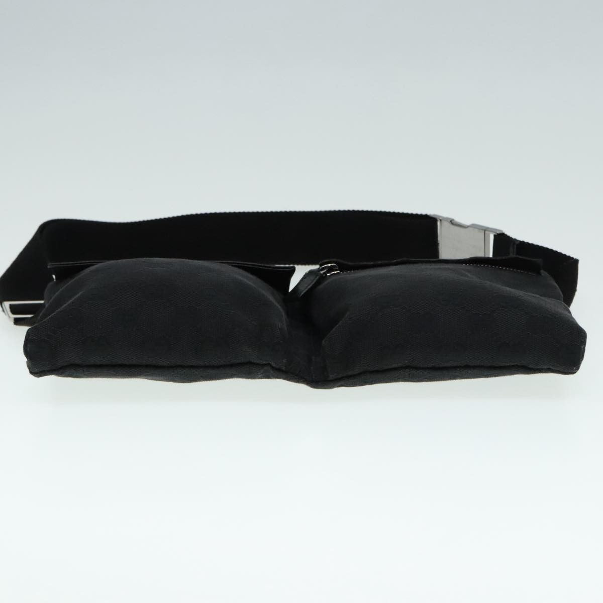 Gucci Vintage Double Belt Bag GG Canvas with Leather, BLACK, CANVAS, Clutche & pouche