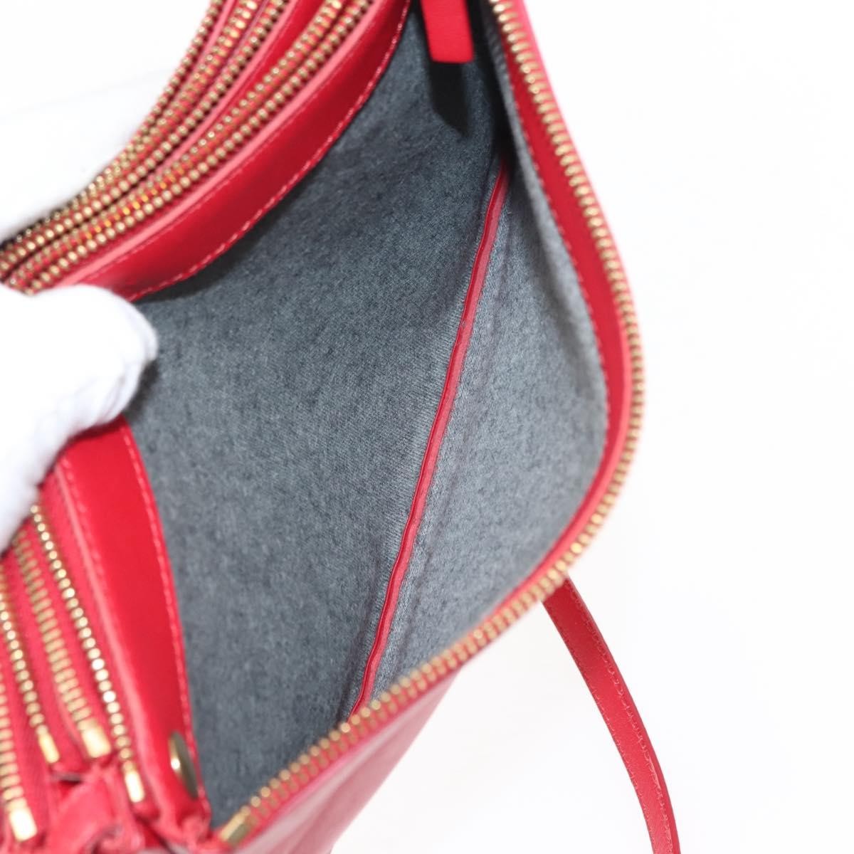 Celine Trio Crossbody Bag Leather, RED, LEATHER, Crossbody bag