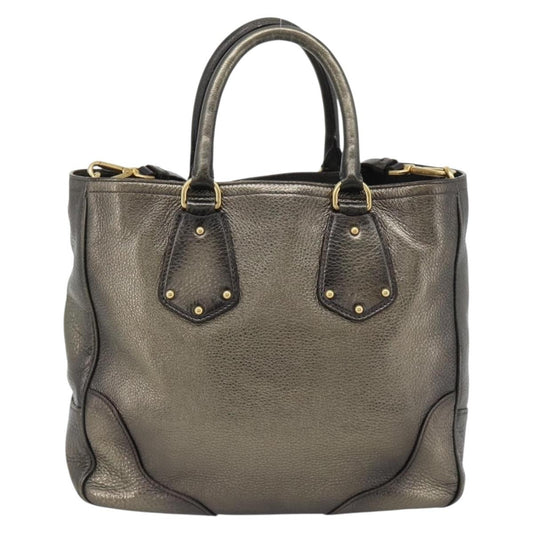Prada Braided Handle Open Tote Vitello Daino, Gold, Leather, Tote Bag