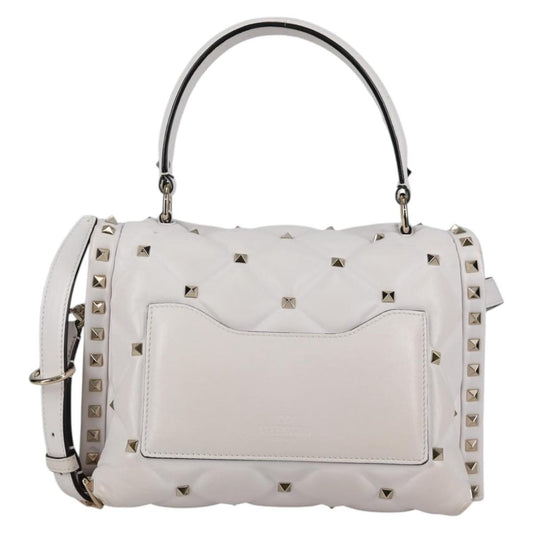 Valentino Garavani VLTN Candystud Top Handle Bag Printed Leather, WHITE, LEATHER, Handbag