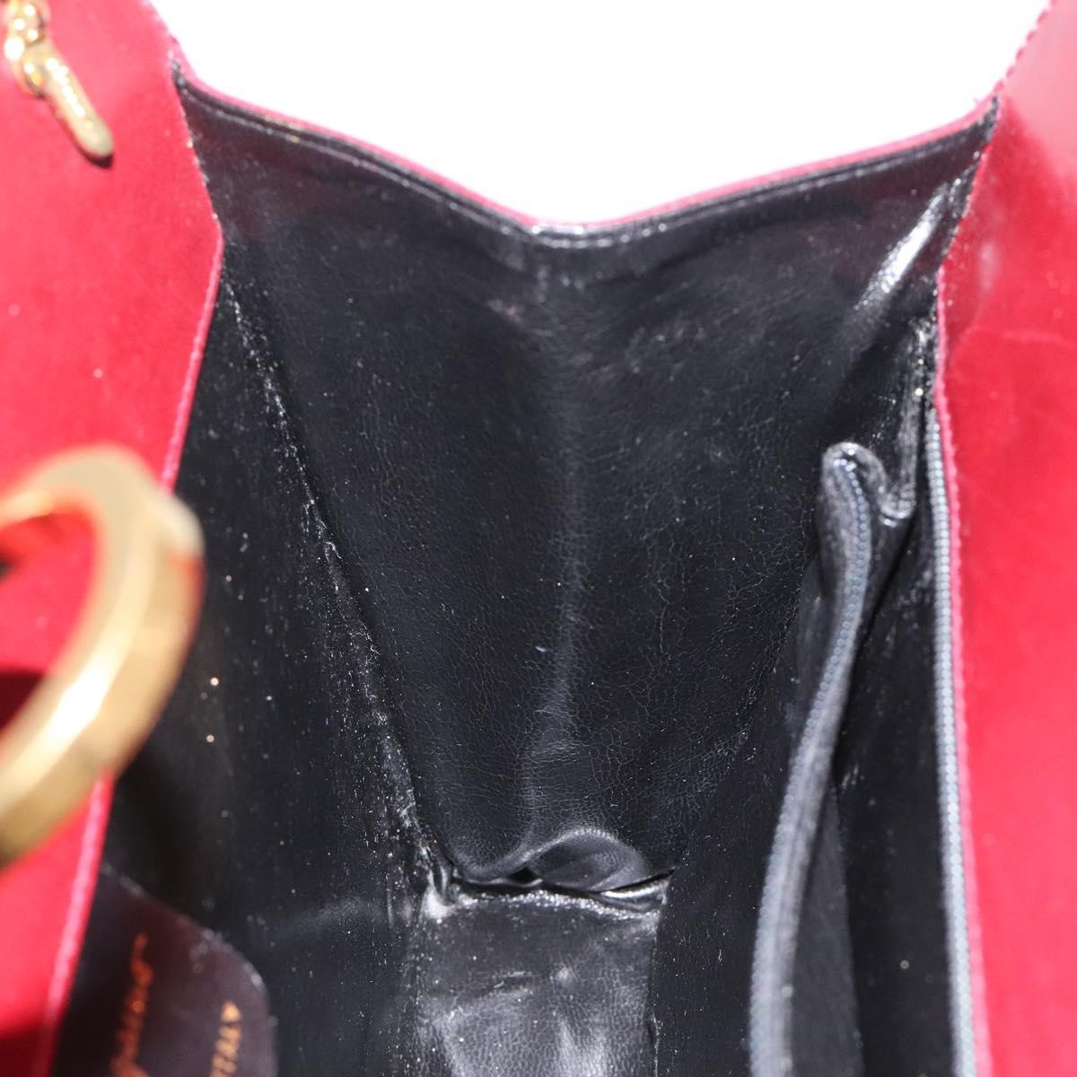 Salvatore Ferragamo Vintage Gancini Chain Shoulder Bag Leather, RED, LEATHER, Shoulder bag