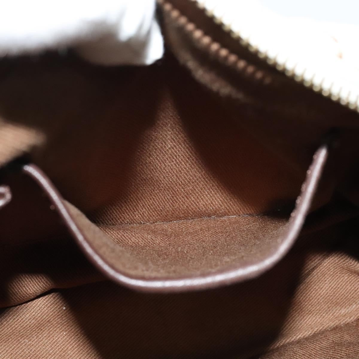 Celine Vintage Macadam Shoulder Bag Canvas and Leather, WHITE, CANVAS, Clutche & pouche