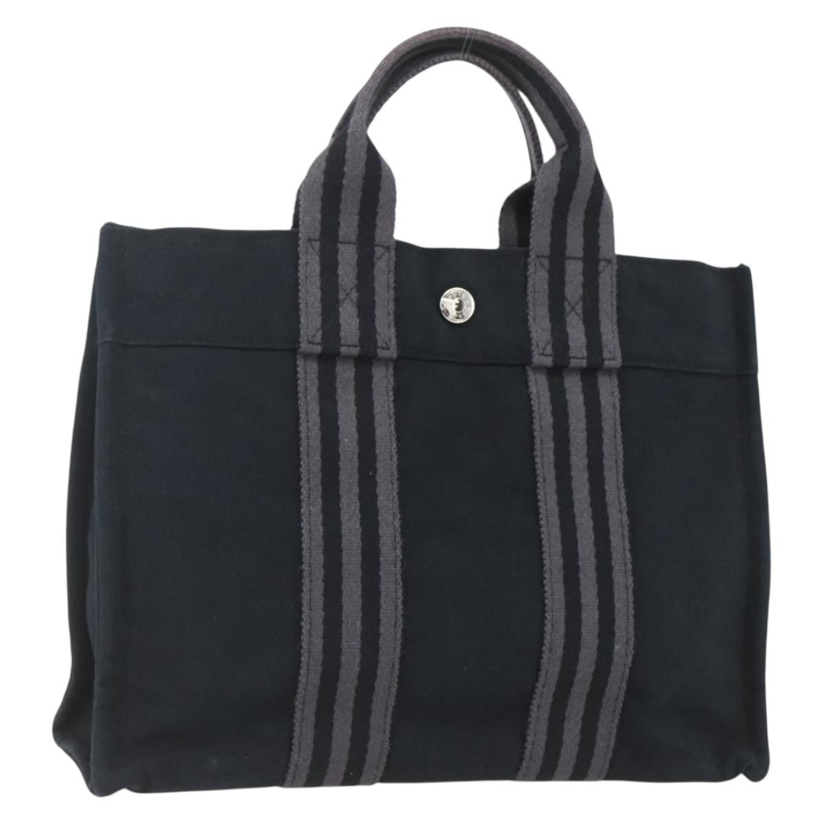Hermes Fourre Tout Tote Canvas, BLACK, CANVAS, Tote bag