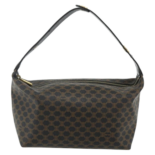 Celine Vintage Macadam Shoulder Bag Macadam Canva Vinyl, Black, Canvas, Handbag