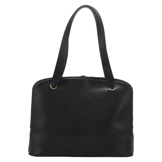 Chanel Vintage CC Dome Bag Leather, BLACK, LEATHER, Tote bag