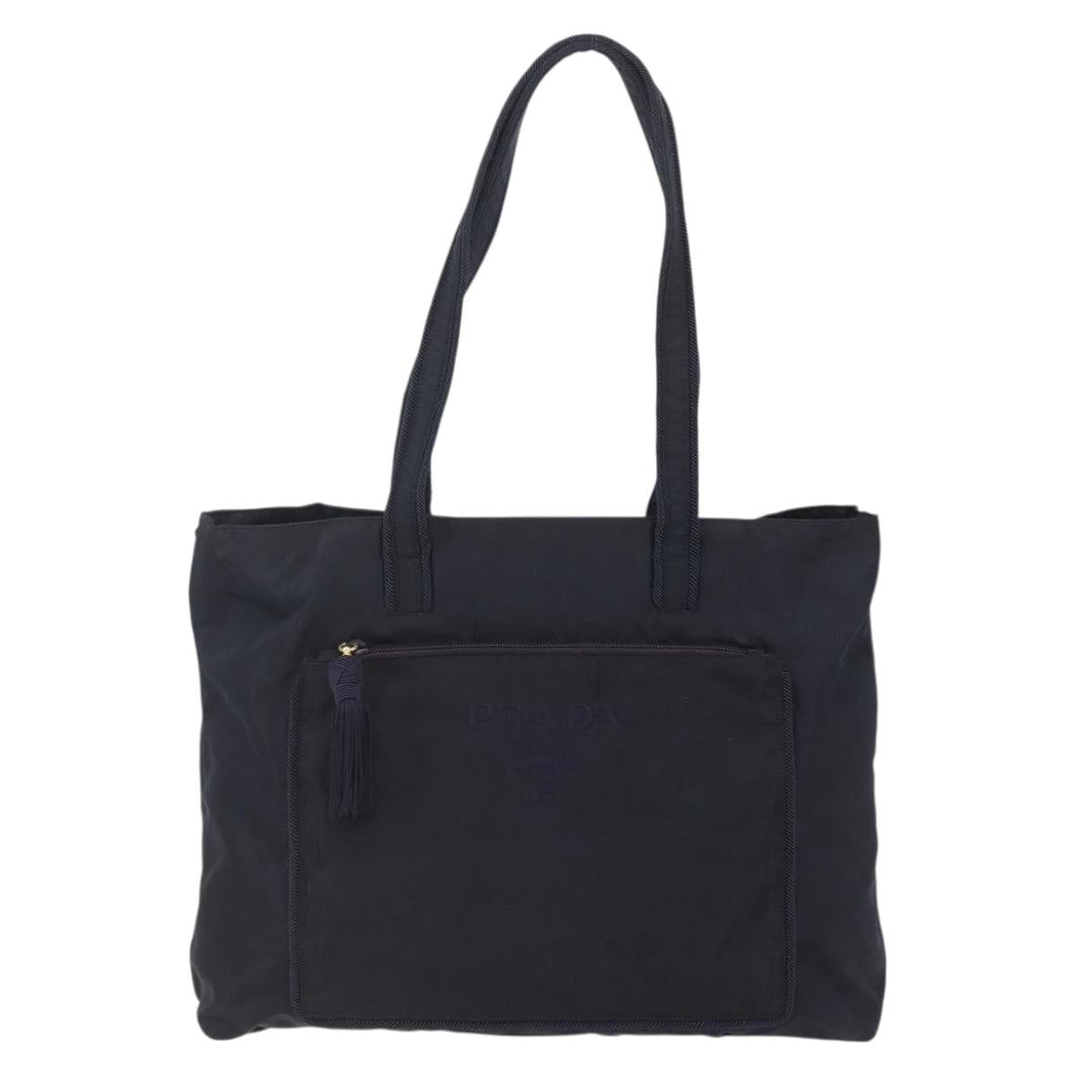 Prada Front Pocket Zip Tote Tessuto, Black, Nylon, Tote Bag