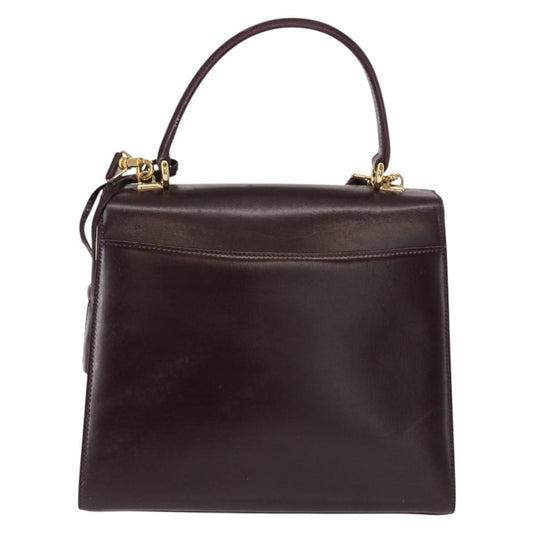 Gucci Vintage Lady Lock Top Handle Bag Leather, BURGUNDY, LEATHER, Handbag