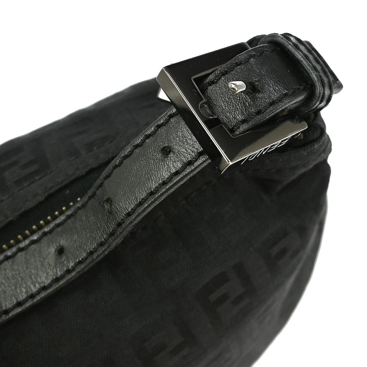 Fendi Belted Pochette Zucca Canvas, BLACK, CANVAS, Clutche & pouche