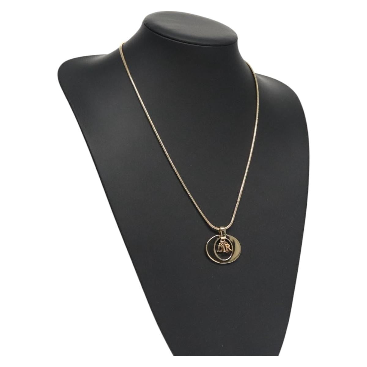 Christian Dior Logo Pendant Necklace Metal, GOLD, METAL, Necklace
