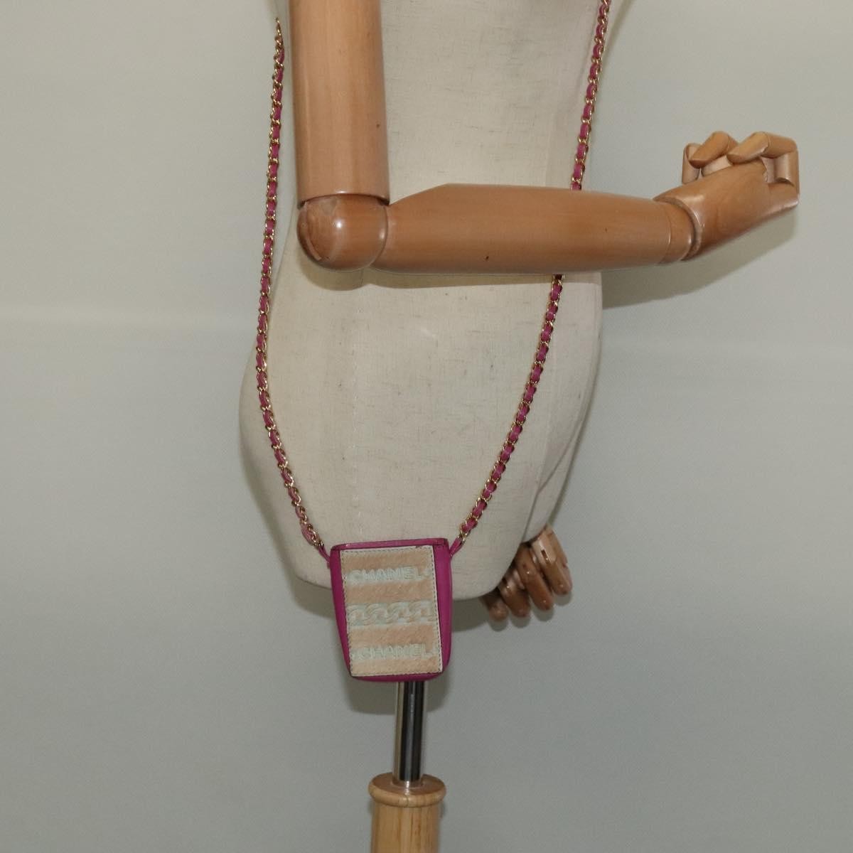 Chanel Vintage Card Case with Charm Quilted Lambskin, PINK, LEATHER, Card Holders