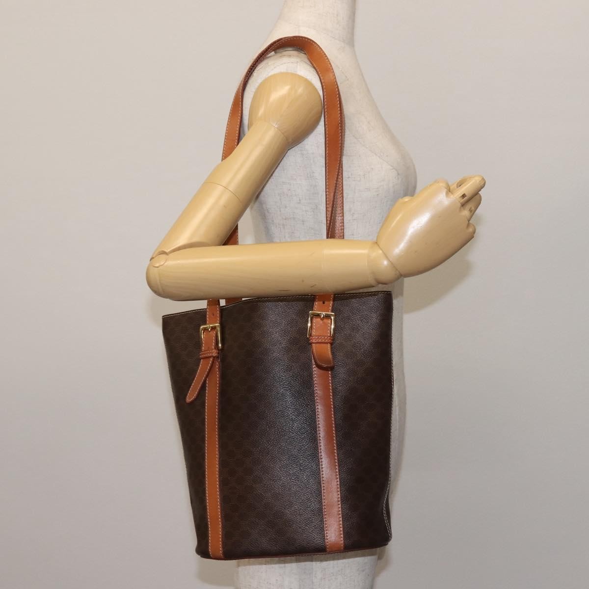 Celine Bucket Bag Triomphe Coated Canvas, BROWN, CANVAS, Tote bag