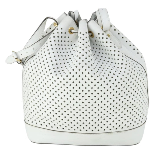 Louis Vuitton Flore Noe Handbag Perforated Leather, WHITE, LEATHER, Shoulder bag
