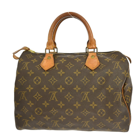 Louis Vuitton Speedy Handbag Monogram Canvas, BROWN, MONOGRAM CANVAS,LEATHER, Handbag