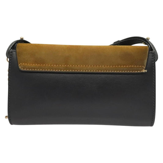 Chloe Faye Shoulder Bag Leather and Suede, NAVY, LEATHER, Shoulder bag