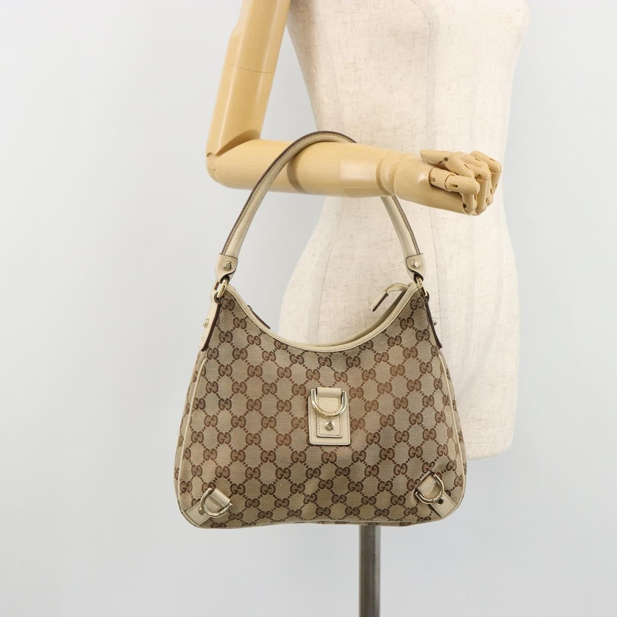 Gucci Abbey Shoulder Bag GG Canvas, Beige, Canvas, Shoulder Bag