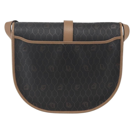 Christian Dior Vintage Honeycomb Shoulder Bag Canvas and Leather, BLACK, CANVAS, Shoulder bag