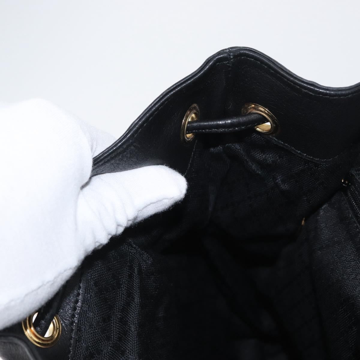 Gucci Vintage Bamboo Backpack Leather, BLACK, LEATHER, Backpack
