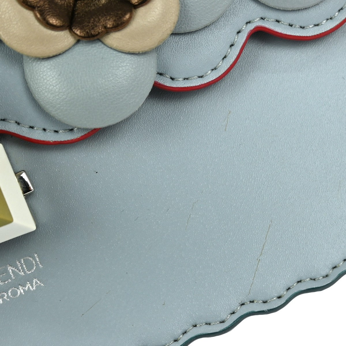 Fendi Flowerland Kan I Bag Embellished Leather, BLUE, LEATHER, Handbag