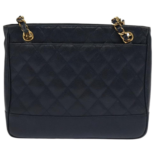 Chanel Vintage Shoulder Bag Leather, Navy, Leather, Shoulder Bag