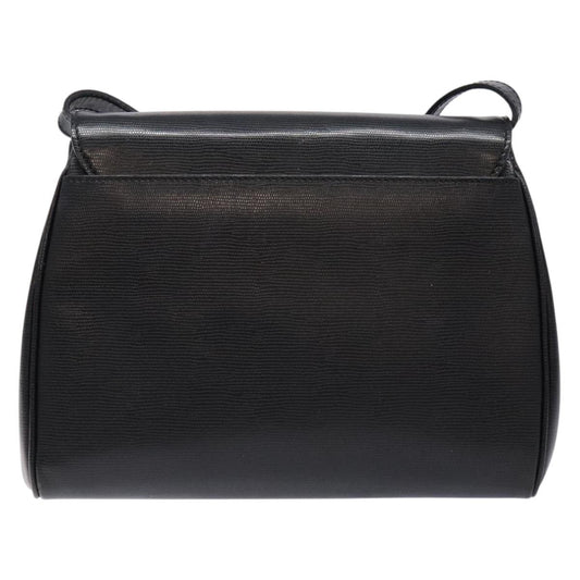 Celine Vintage Circle Logo Crossbody Bag Leather, BLACK, LEATHER, Crossbody bag