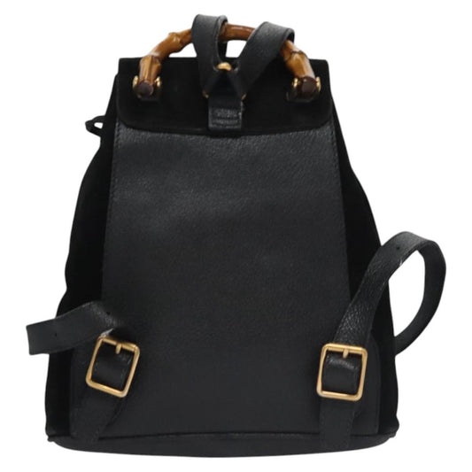 Gucci Gucci bamboo backpack daim, BLACK, SUEDE, Backpack