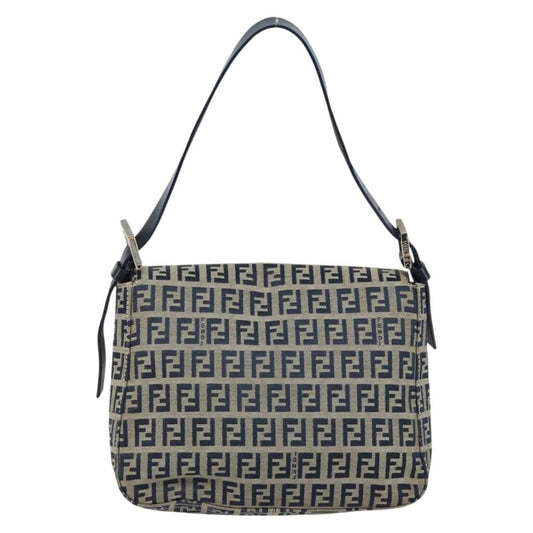 Fendi Mamma Baguette Shoulder Bag Canvas, NAVY, CANVAS, Shoulder bag