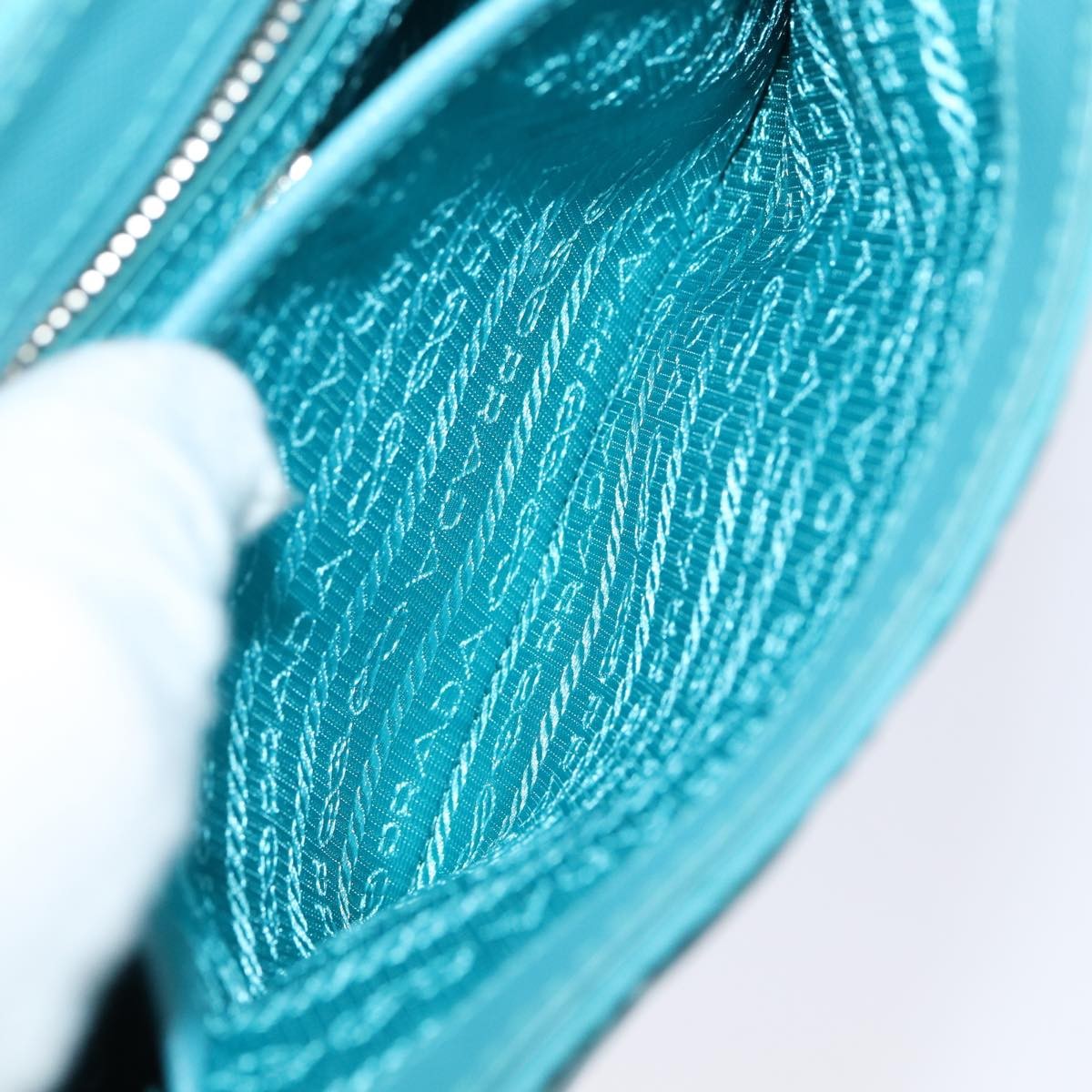 Prada Pushlock Chain Flap Bag Quilted Tessuto, Turquoise, Nylon, Shoulder Bag