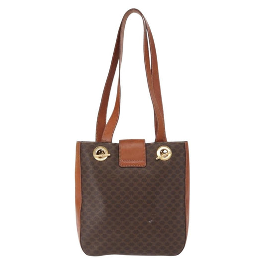 Celine Vintage Macadam Shoulder Bag Canvas and Leather, BROWN, CANVAS, Shoulder bag