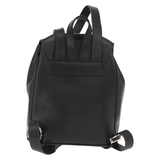 Salvatore Ferragamo Gancini Flap Drawstring Backpack Leather, BLACK, LEATHER, Backpack
