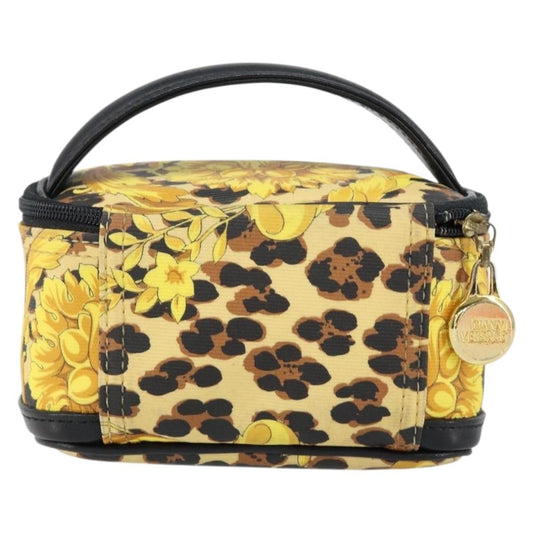 Versace Vanity Hand Bag Canvas and Leather, GOLD, LEATHER, Clutche & pouche