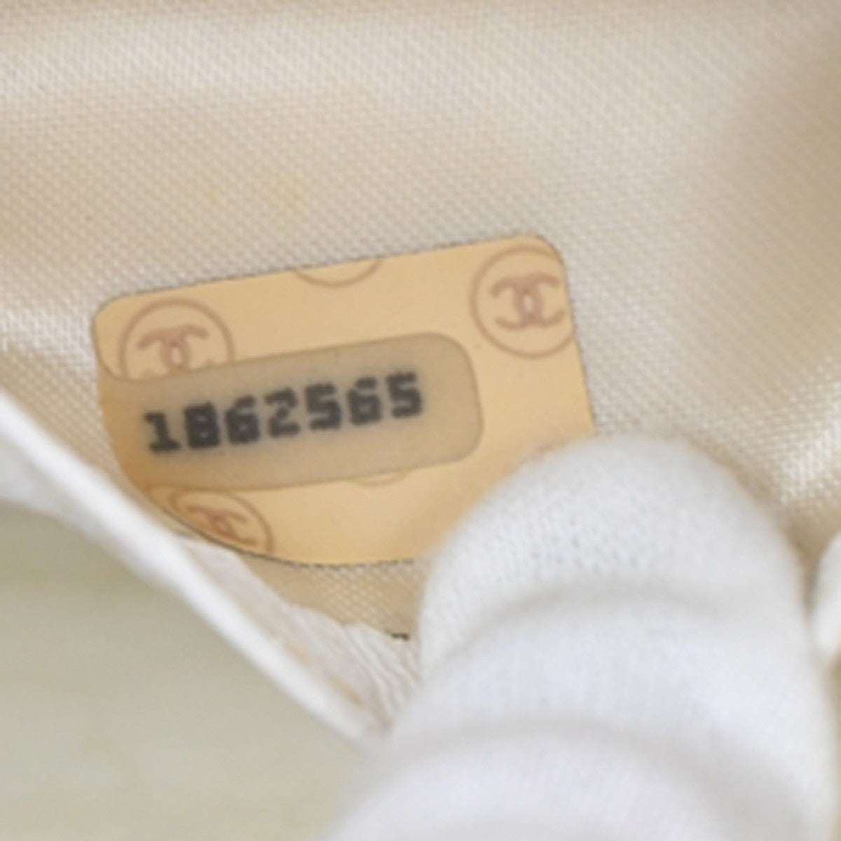 Chanel CC Logo Chain Handbag Canvas and Leather, ECRU, CALFSKIN, Handbag