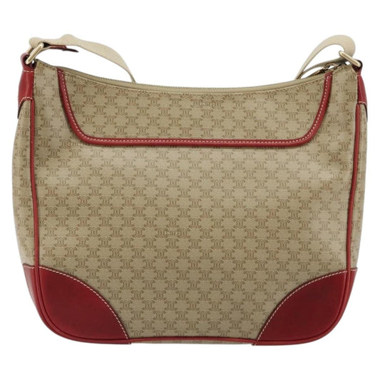 Celine Macadam Shoulder Bag PVC Leather, Beige, Canvas, Shoulder Bag