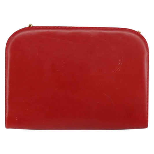 Salvatore Ferragamo Vintage Gancini Chain Shoulder Bag Leather, RED, LEATHER, Shoulder bag