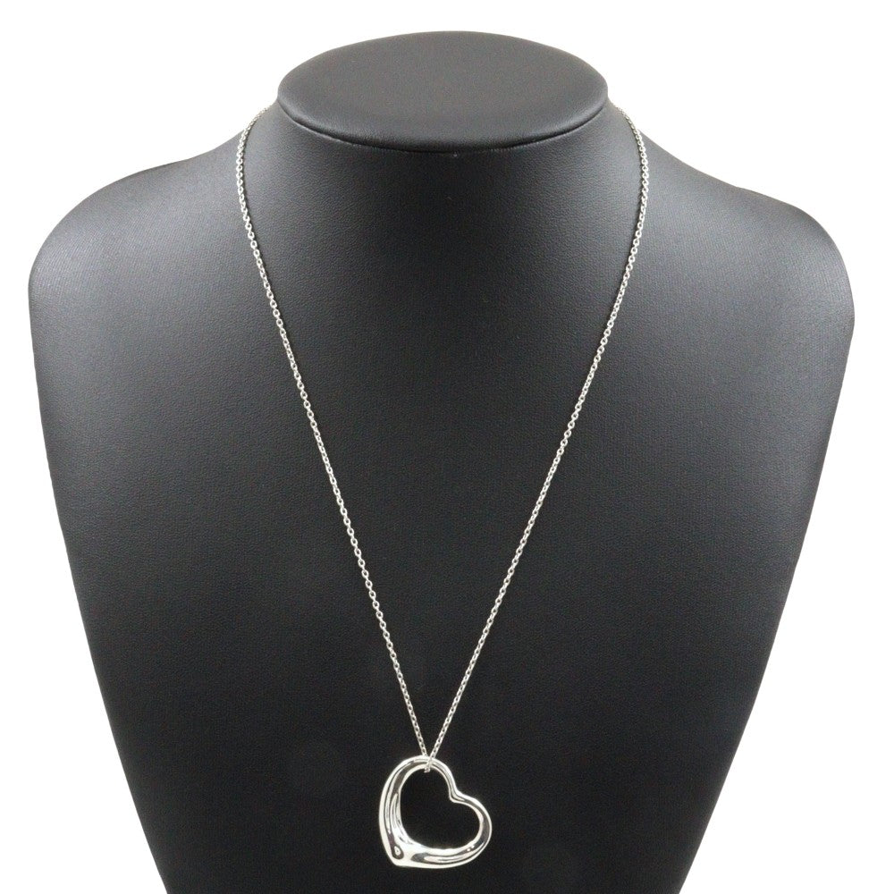 Tiffany & Co. Elsa Peretti Open Heart Pendant Necklace Sterling Silver, SILVER, SILVER, Necklace