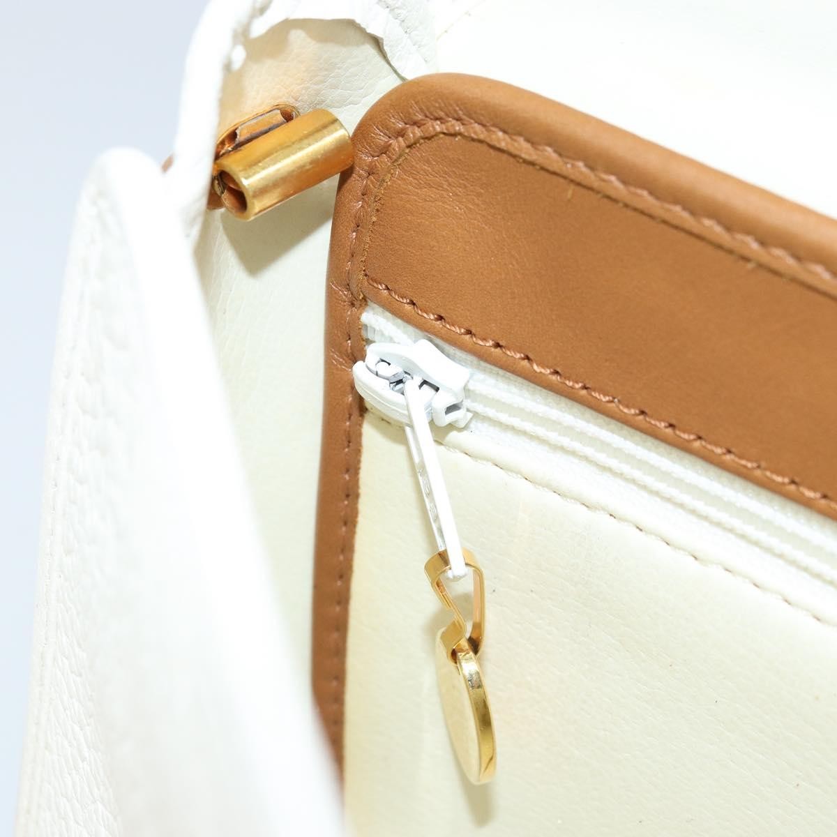 Christian Dior Vintage CD Logo Shoulder Bag Leather, WHITE, LEATHER, Shoulder bag