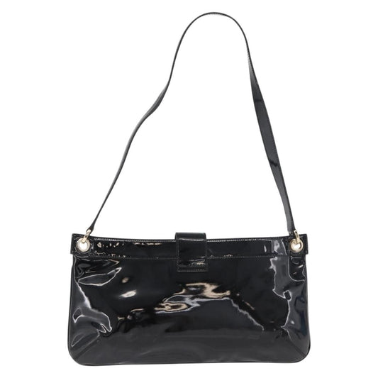 Salvatore Ferragamo Gancini Shoulder Bag Patent Leather, Black, Patent Leather, Shoulder Bag