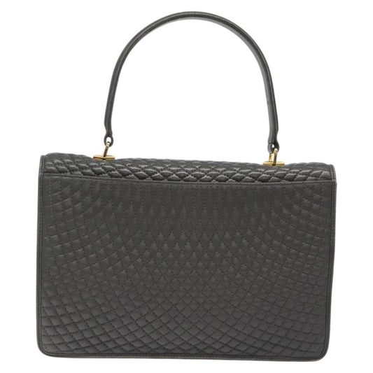 Bally Vintage Handbag Quilted Leather, GRAY, LEATHER, Handbag
