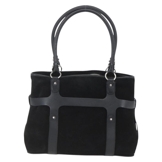 Salvatore Ferragamo Gancini handbag Suede, BLACK, SUEDE, Handbag