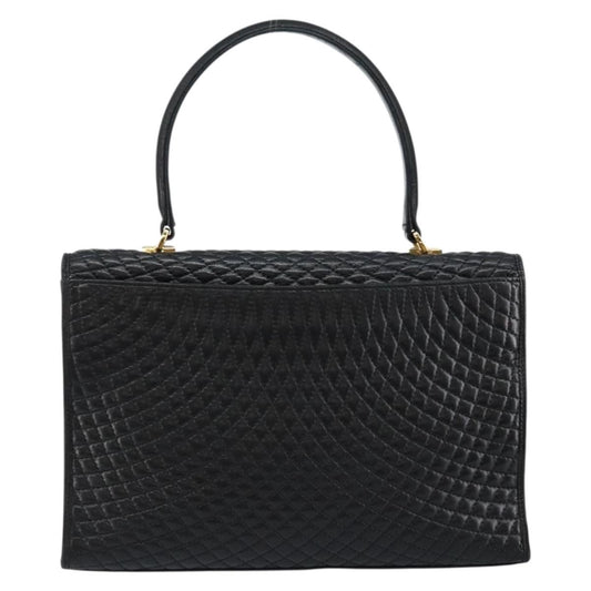 Bally Vintage Flap Handbag Quilted Leather, BLACK, LEATHER, Handbag
