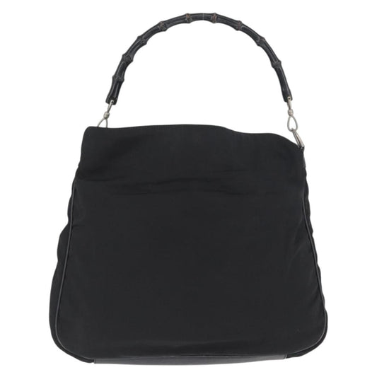 Gucci Vintage Bamboo Handle Bag Nylon, Black, Nylon, Handbag