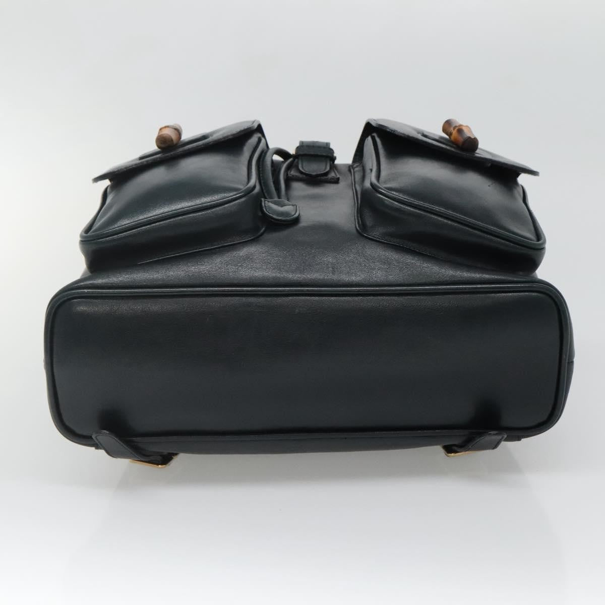 Gucci Vintage Bamboo Backpack Leather, BLACK, LEATHER, Backpack