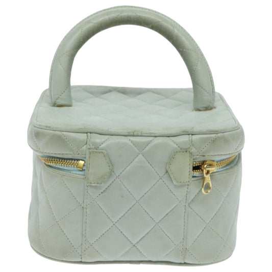 Chanel Cosmetic Case Quilted Lambskin, BLUE, LEATHER, Toiletry Case