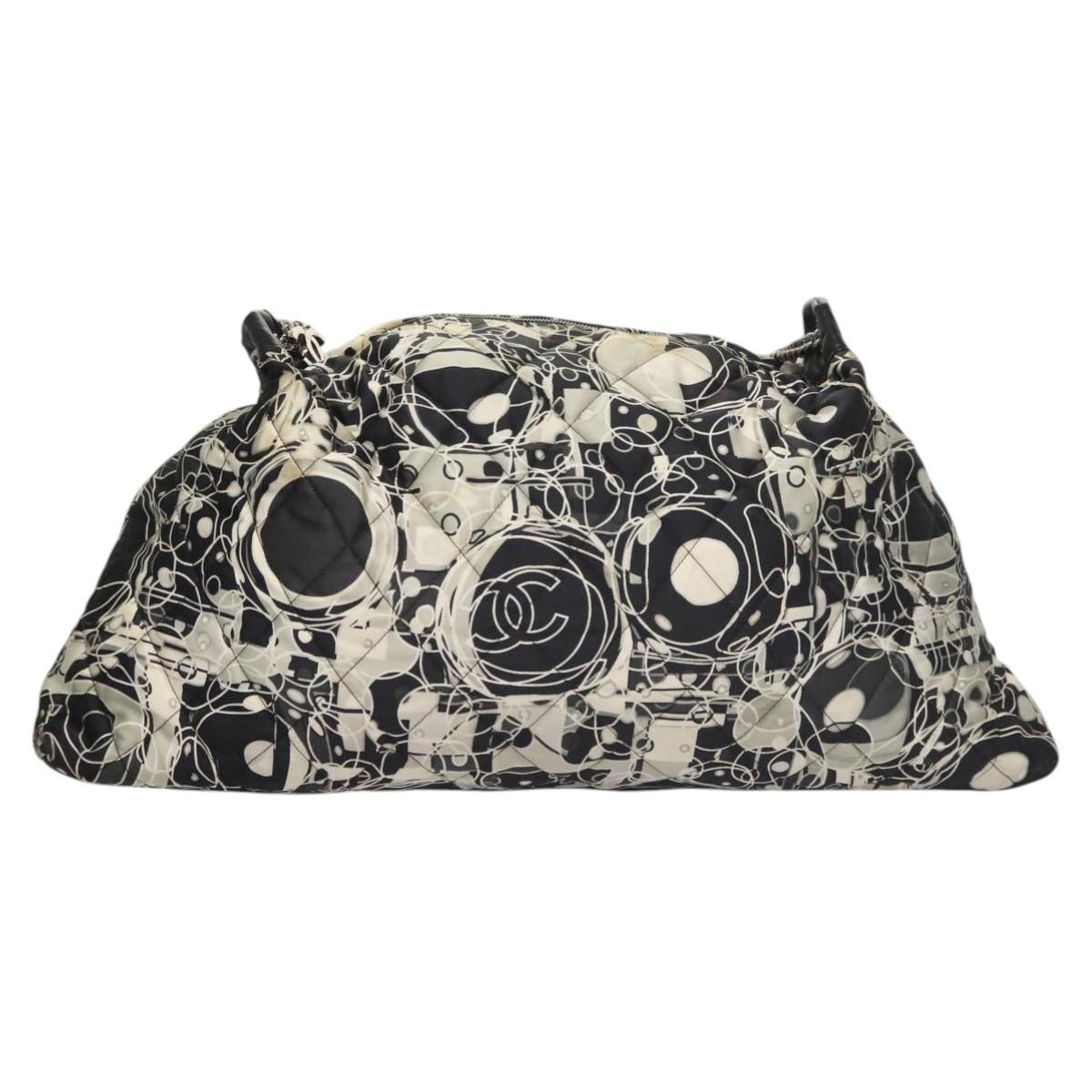 Chanel Kaleidoscope Chain Tote Quilted Printed Satin, BLACK, SILK, Shoulder bag