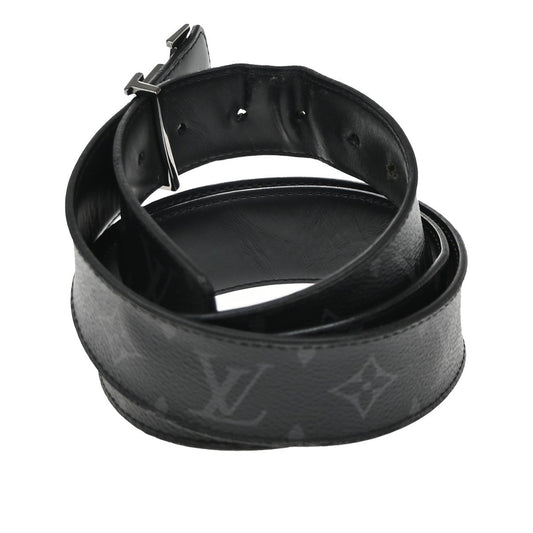 Louis Vuitton LV Initiales Belt Monogram Eclipse Leather, BLACK, CANVAS, Belts
