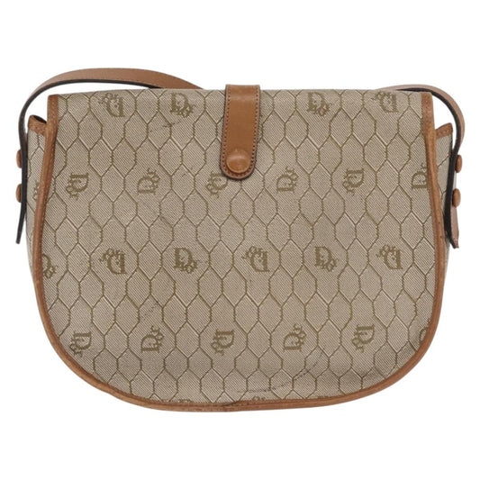 Christian Dior Vintage Honeycomb Shoulder Bag Canvas and Leather, BEIGE, CANVAS, Shoulder bag