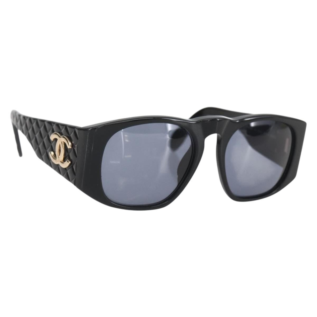 Chanel CC Logo Matelasse Sunglasses Eye Wear Plastic, Black, Plastic, Sunglasses