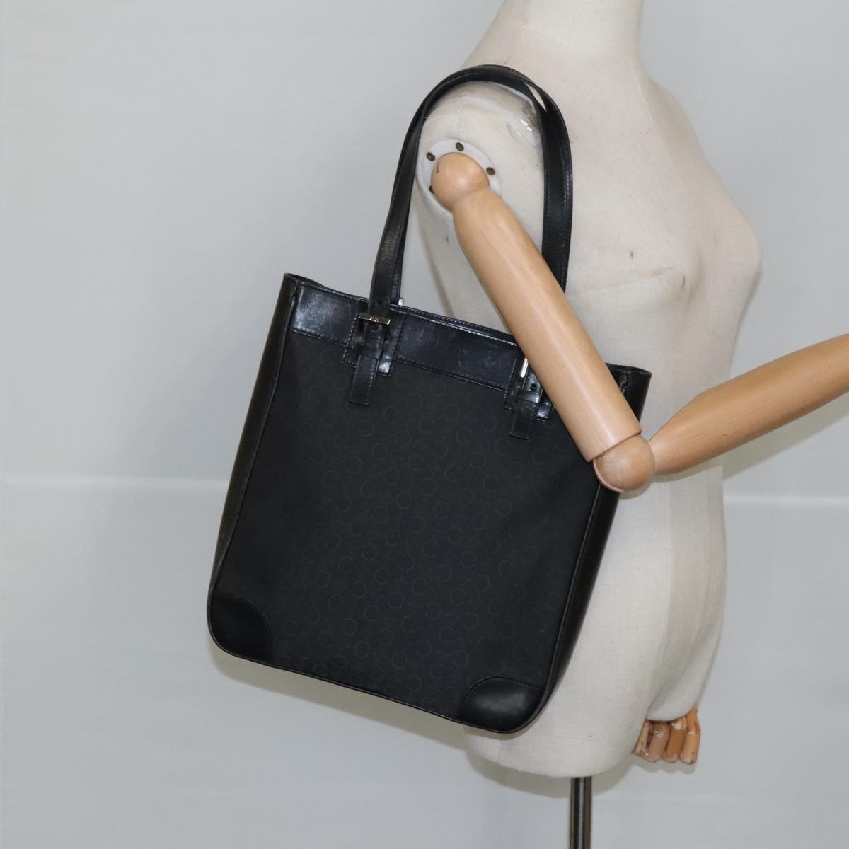 Celine Vintage Macadam Shoulder Bag Macadam Canva Vinyl, BLACK, CANVAS, Shoulder bag