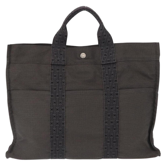 Hermes Fourre-tout Herline Canvas, GRAY, CANVAS, Tote bag