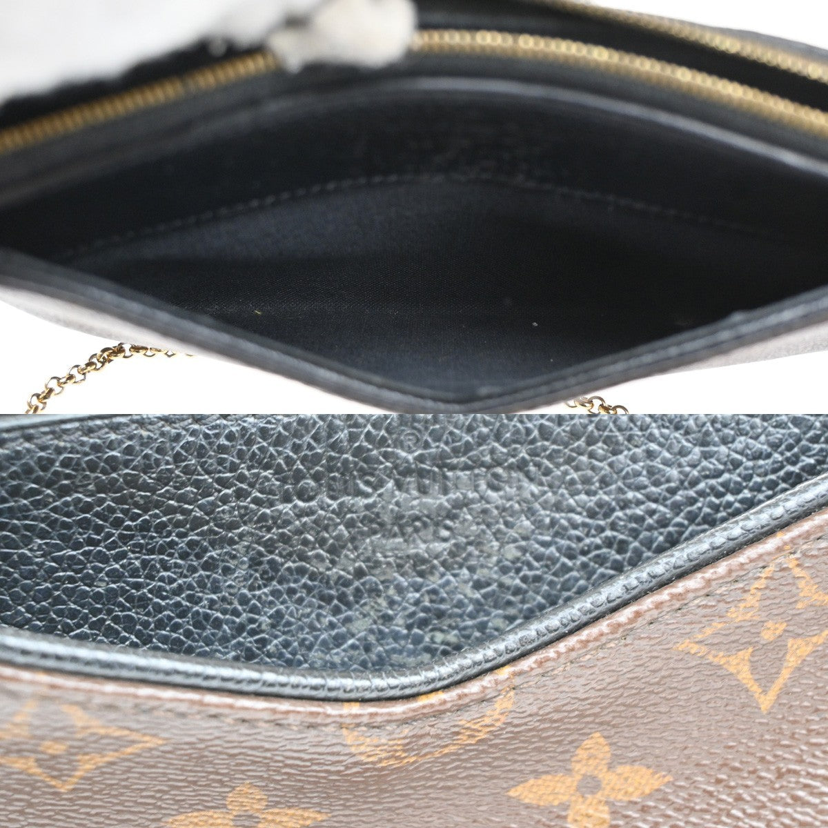 Louis Vuitton Pallas Clutch Monogram Canvas with Leather, BROWN, CANVAS, Clutche & pouche