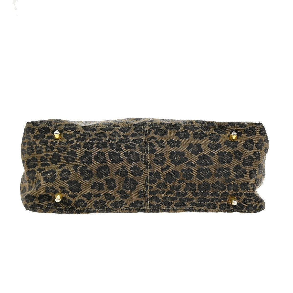 Fendi Vintage FF Handle Tote Leopard Print Jacquard, BROWN, CANVAS, Handbag